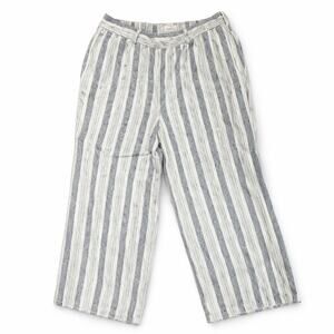 Fat Face Striped Linen Blend Cropped Pants Size 6 Boho Casual
